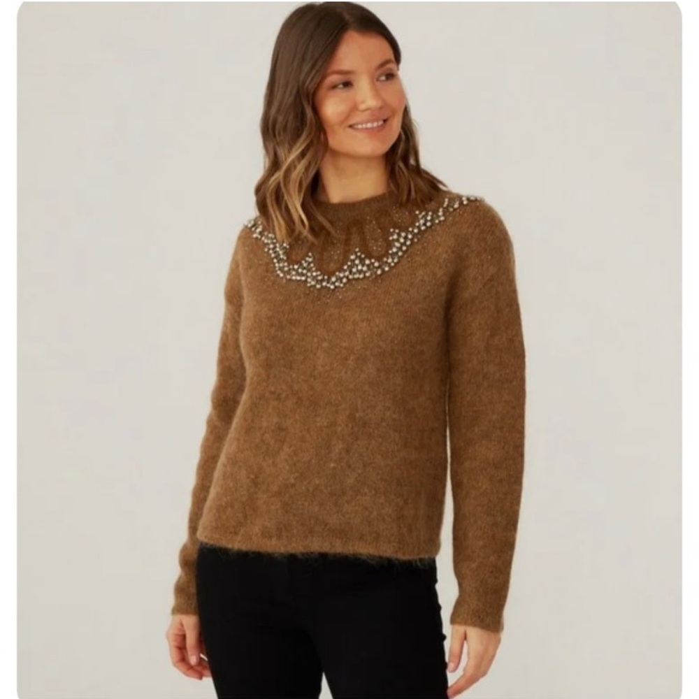DAY BIRGER ET MIKKELSEN for India Hicks Brown Beaded Safari Sweater Soft Alpaca
